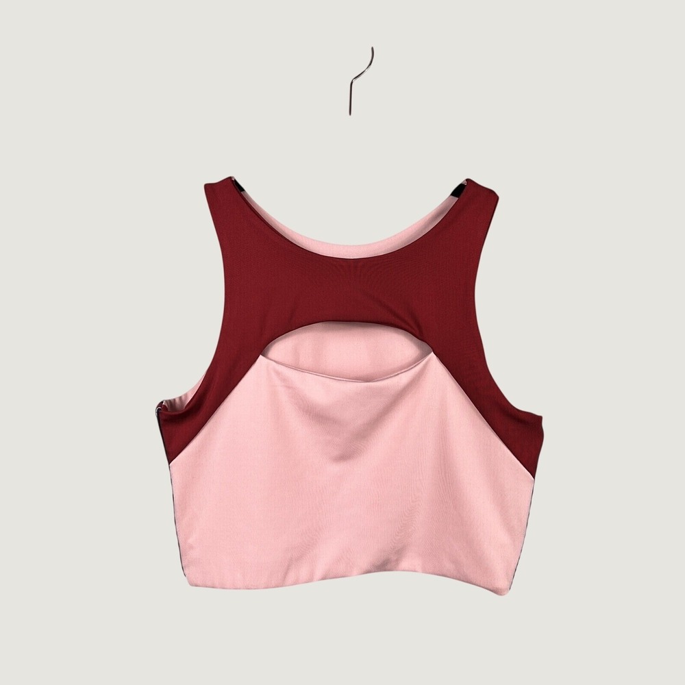Guess Crop Top Women Medium Pink 1981 Keyhole Cutout Athleisure Sporty 01RA33